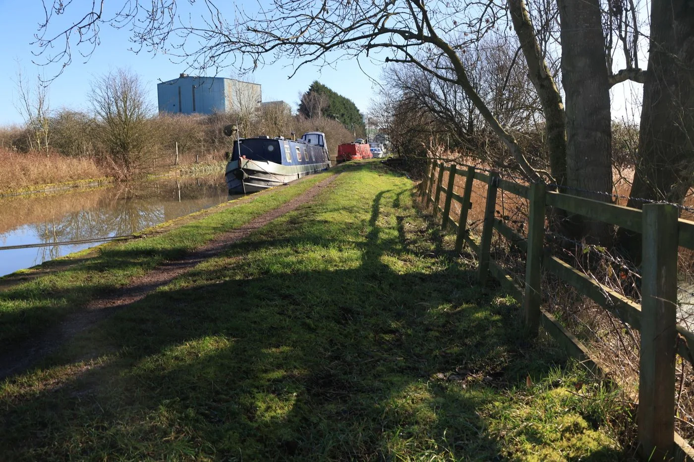A towpath beside a canal.